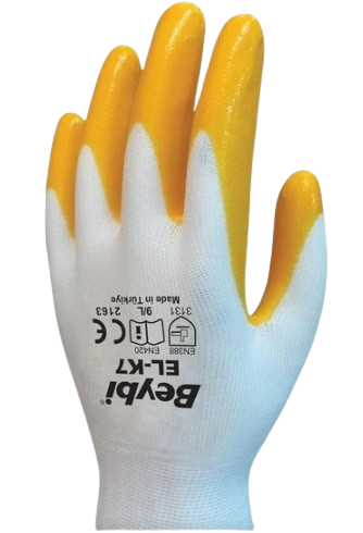 Beybi PN7 Polyester Örme Nitril Eldiven no:10