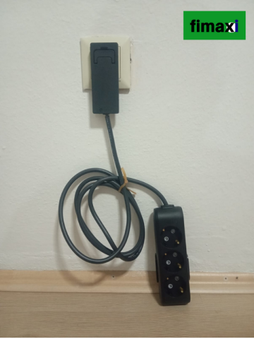 fimaxi Uzatma Kablosu 2 metre kablolu Üçlü priz, İnce Fişli, Dar Alanlara Uygun siyah